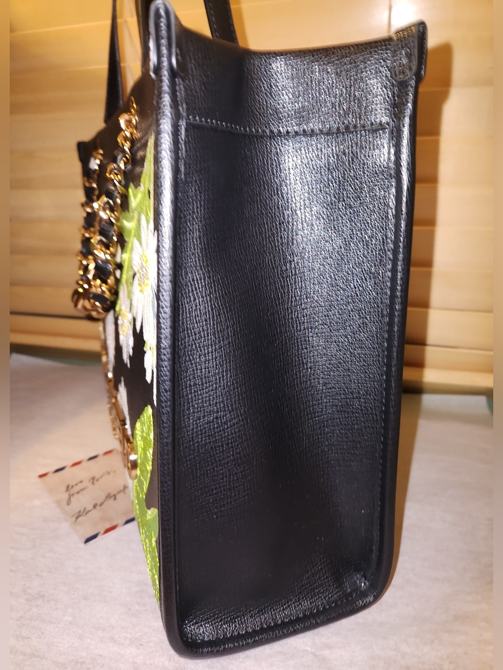 NWT$428 SAVOIE Crystals inside FLORAL TOTE W/ CHAIN STRAP Embroidery Multicolor - Picture 7 of 17